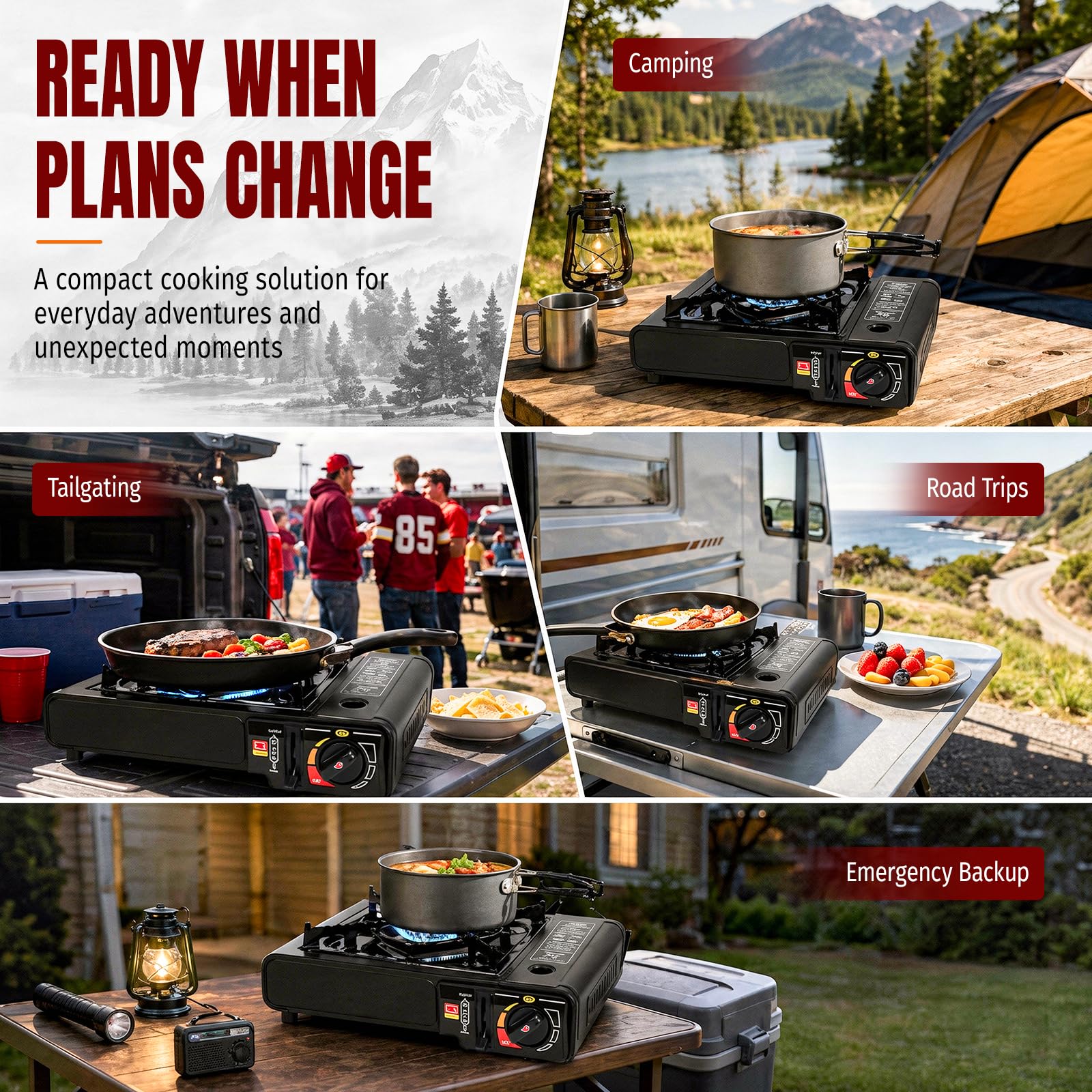 SHINESTAR 7800 BTU Dual Fuel Camping Stove, Propane Portable Gas Stove