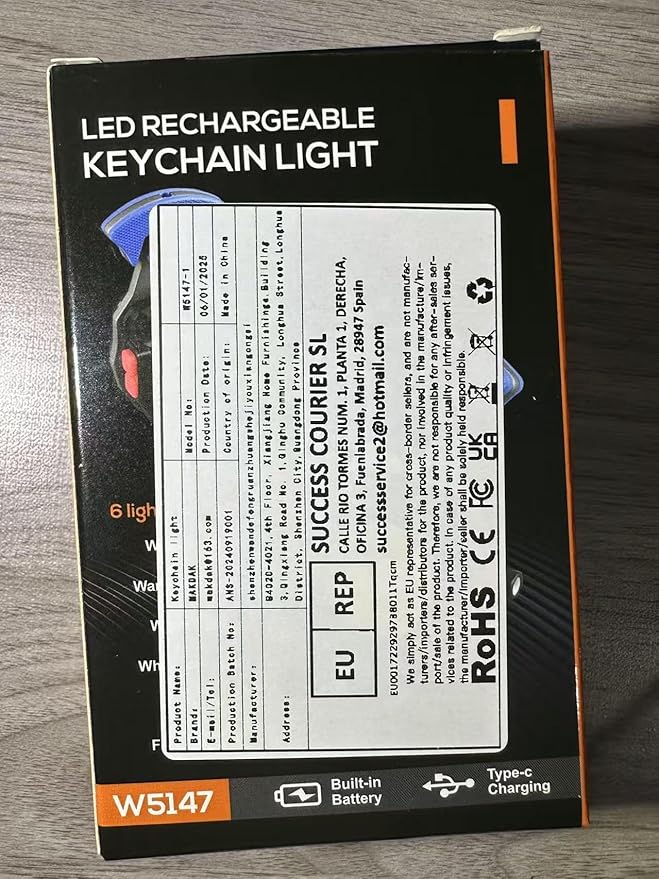 MAKDAK Keychain Flashlight Rechargeable Cob Keychain Work Light 7 Modes 1600Lumen High Lumen Flashlights for Emergencies,EDC (Black)