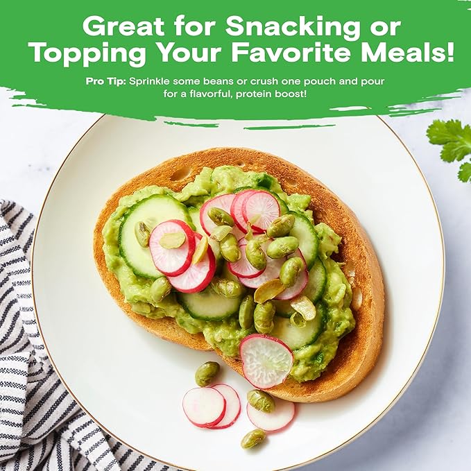 Biena Crispy Roasted Edamame Beans Snack ??High Protein Low Carb Snack for Adults & Kids, 13g Protein per Serving - Made w/Avocado Oil ??Vegan, Gluten-Free ??10-Pack, 1.05oz Bags, Himalayan Pink Salt