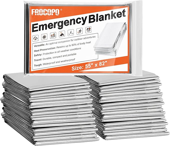 6 Pack Emergency Mylar Blanket, Emergency Blanket Space Blanket Survival Rescue Insulating Reflective foil kit Outdoors Hiking Camping Blanket Perfect for Outdoors, Hiking, Camping Survival