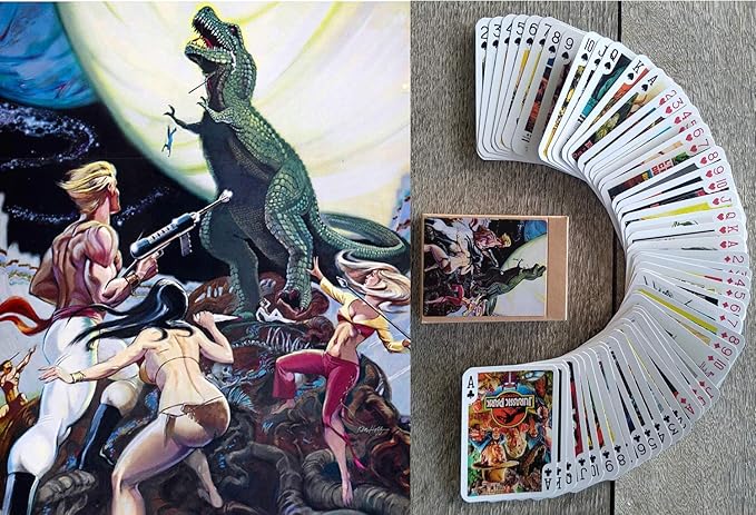 Prehistoric Playing Cards (Poker Deck 54 Cards All Different) Vintage Retro Dinosaur Prehistoric Movie Posters