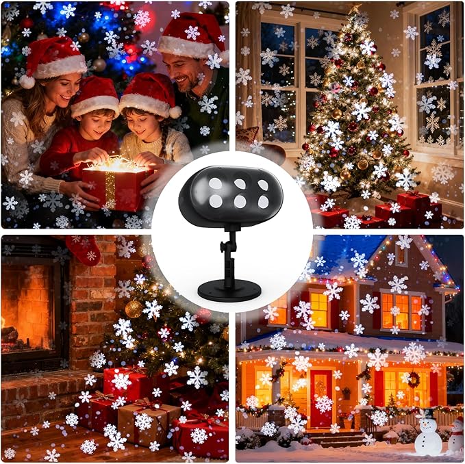 NACATIN Snowfall LED Projector Lights - 2025 Upgrade Christmas Snowflake Projector Lights Outdoor, Christmas Snow Light,Snow Falling Projector Lamp Dynamic Snow Effect for Xmas, Halloween, Party