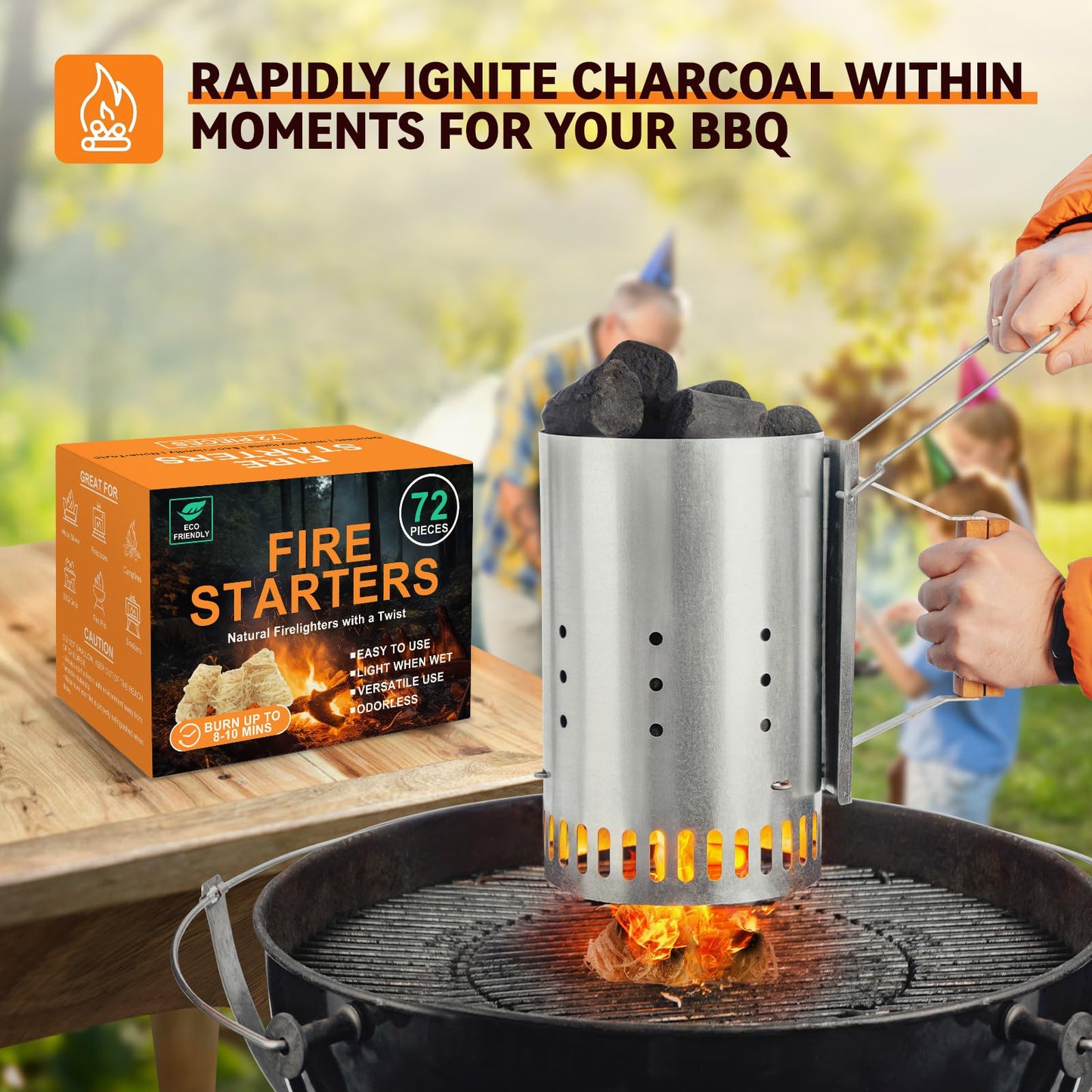 Realcook Natural Fire Starter for Campfires: All Weather Firestarters