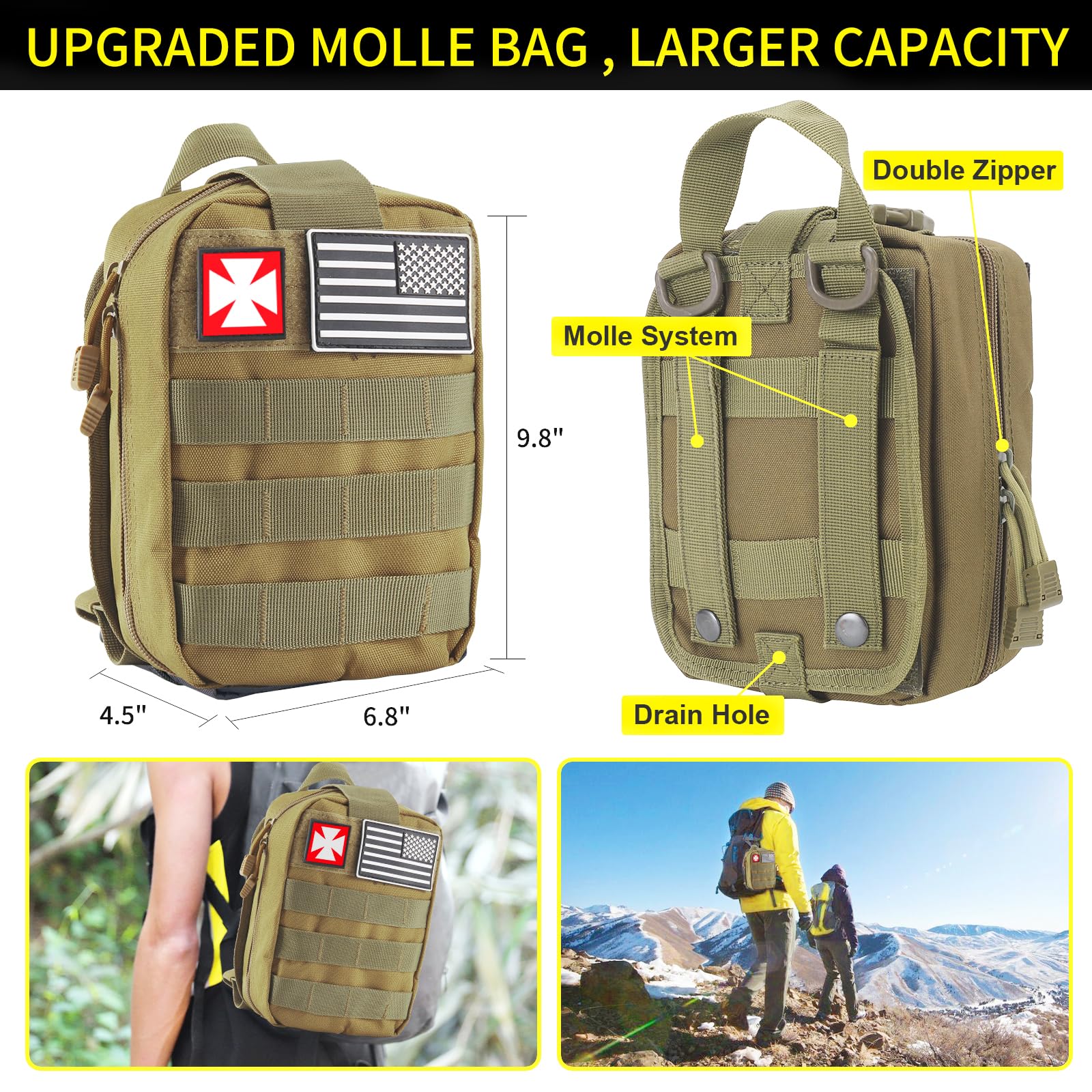 Gifts for Men Christmas Survival Kit and First Aid kit, 160 Pcs Emergency Supplies Camping