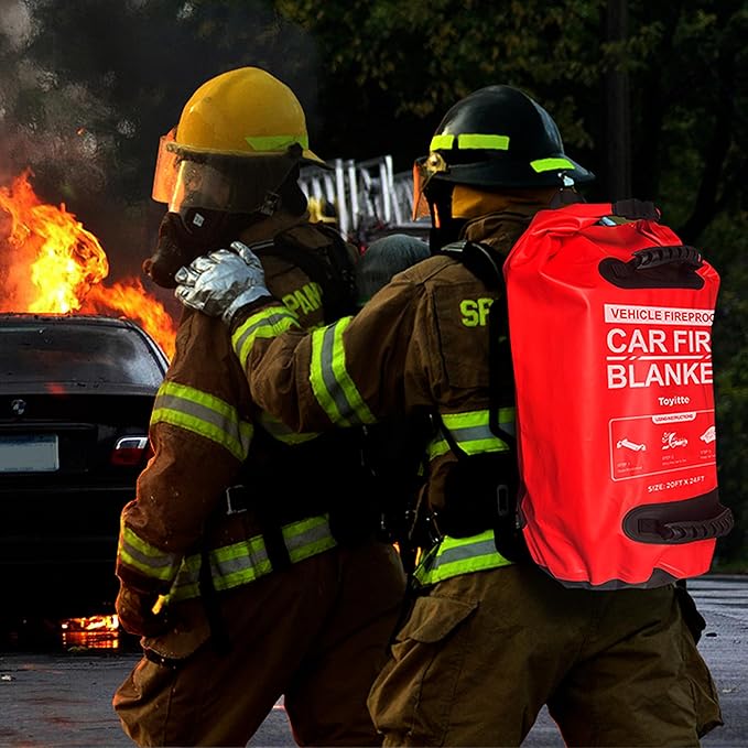 Car Fire Blanket, Large Emergency Fire Extinguisher Blanket for Electric/Fuel Vehicle Accidents, Heat Resistant Fire Suppression Blankets 20FT * 24FT