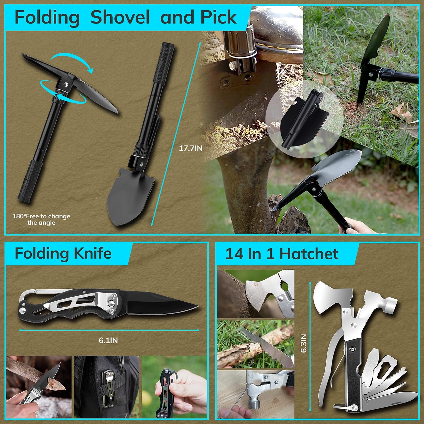 Survival Kit, Gifts for Fathers Day Men, Women, 251pcs Emergency Survival Gear and Supplies