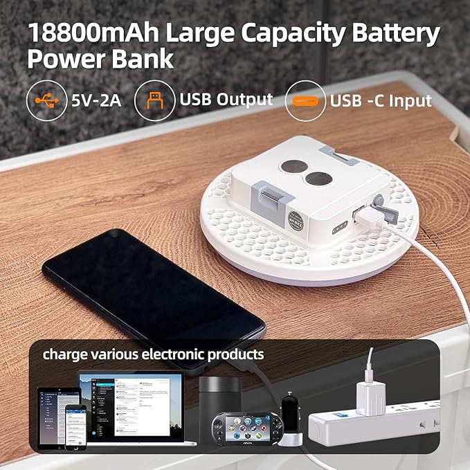 Camping Lantern 18800mAh Rechargeable Battery, 60W Ultra Bright LED Hanging Light with 3 Modes, Waterproof Portable Tent Lighting for Outdoor Emergency & Hiking