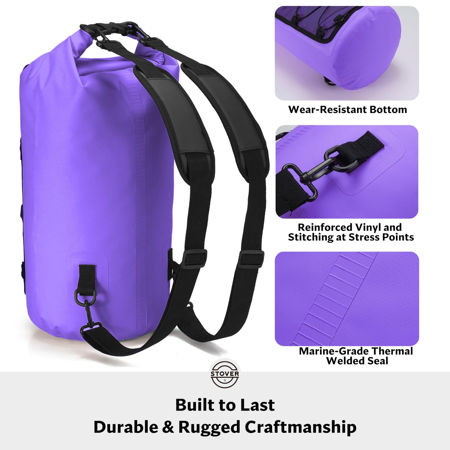 STOVER 5/10/25/30/40L Waterproof Dry Backpack & Phone Case- Large Floating Dry Bag for Kayaking