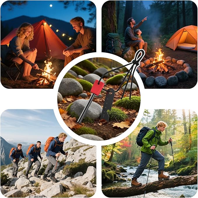 Fire Starter Ferro Rod 3.9" x 5/16", 12,000 Strikes Survival Flint 6-in-1 Striker, Waterproof Compact Magnesium Fire Starter for Camping Hiking Emergency