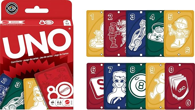 Mattel Games UNO Mattel 80th Ruby Red Card Game for Kids, Adults & Family Nights, Game Nights, Travel, Camping & Parties.