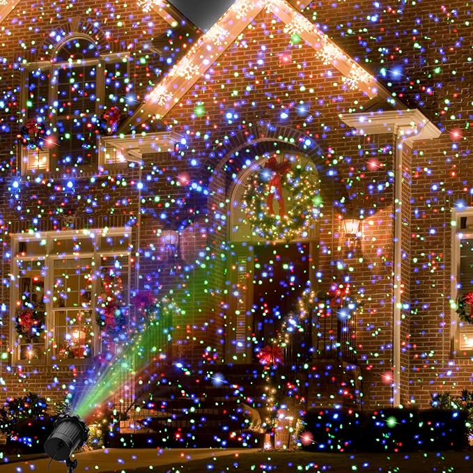 Laser Christmas Projector Lights Outdoor, 3 Colors RGB Christmas Laser Lights Outdoor Waterproof Holiday Projector Halloween Christmas Decorations Indoor Outdoor Landscape Lights for Home Garden Yard