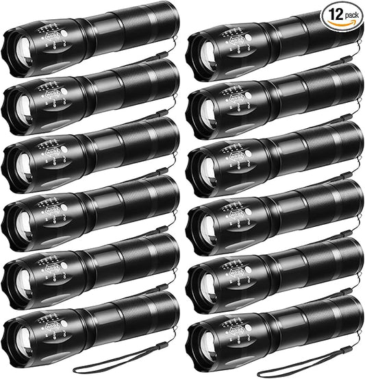 12Pack LED Flashlights High Lumens, 5Mode Tactical Flashlight for Home, Small Flashlights Powerful, Pocket Flashlight Bright, Adjustable Torch Light, Mini Flash Light for Emergencies Camping Outdoor