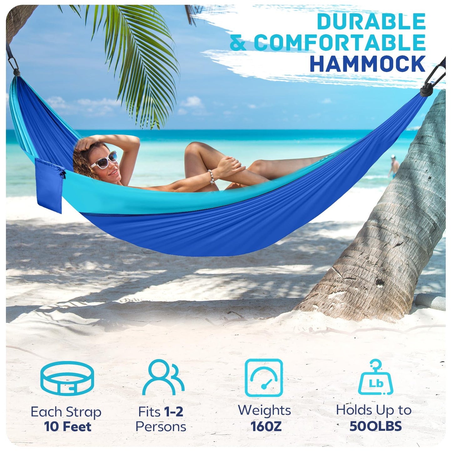 Camping Hammock Lightweight, Portable Hammocks Parachute Hammock with Two Tree Straps, Single or