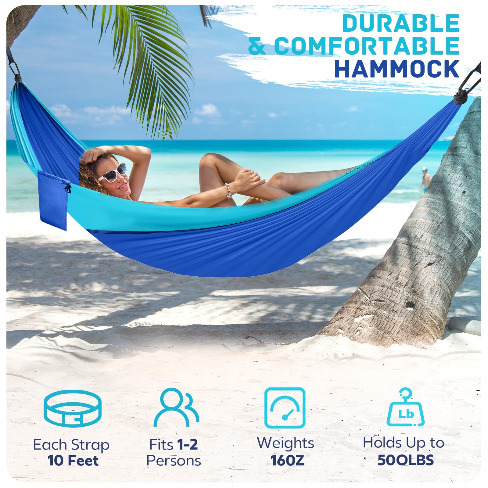 Camping Hammock Lightweight, Portable Hammocks Parachute Hammock with Two Tree Straps, Single or