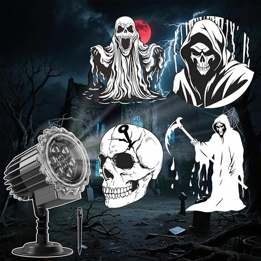 Halloween Projector Lights Outdoor, Rotating Ghost Projector, Waterproof Halloween Projector Lights Landscape for Outdoor Indoor, Yard, Patio, Garden, Party Decor (Cool White Ghost)