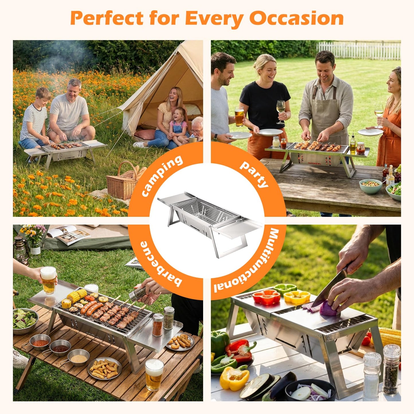 Small Portable Folding Charcoal BBQ Grill for Camping Picnic Garden Terrace