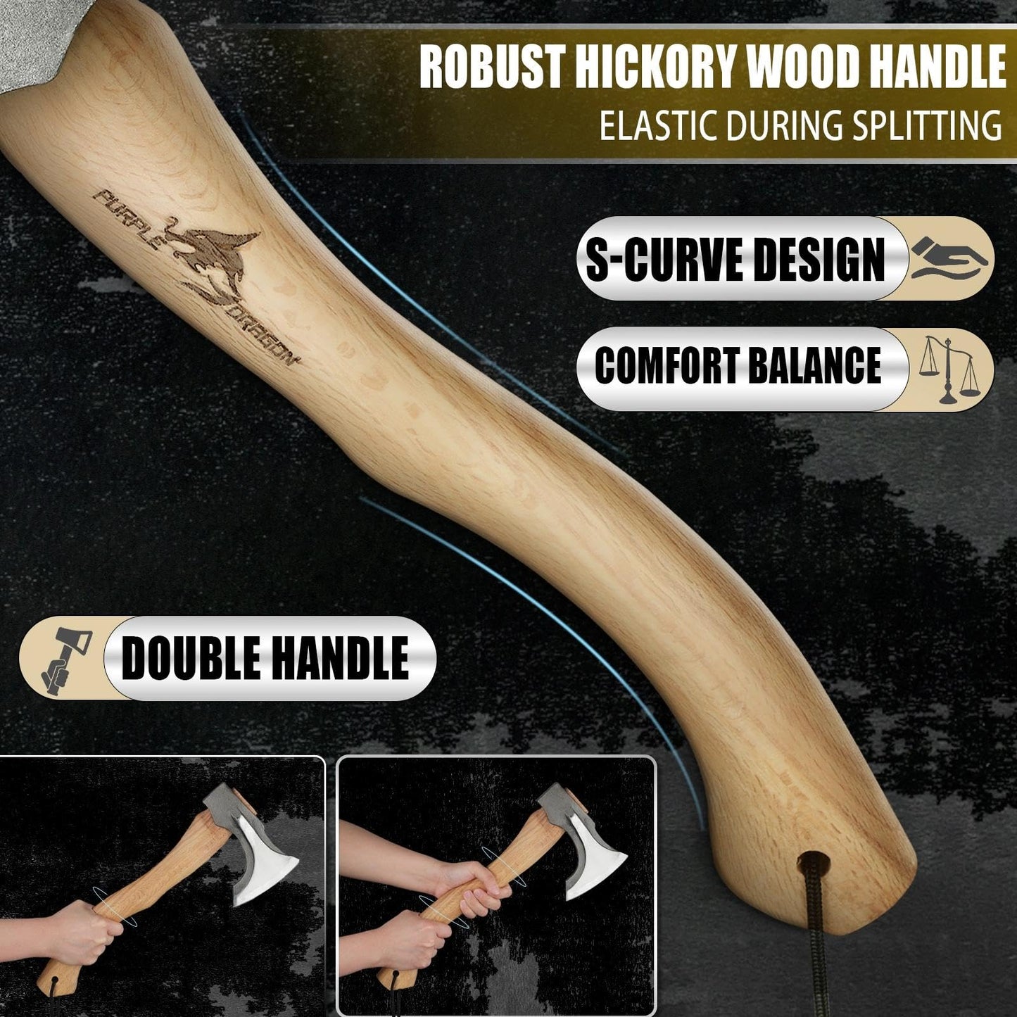 Purple Dragon Camping Hatchet 14.7 Inch Hand Forged Splitting Axe