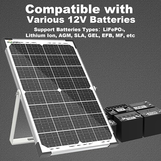 SOLPERK 30W Solar Battery Charger Solar Battery Maintainer + Upgrade 10A MPPT Charge Controller + Adjustable Mount Bracket for Car RV Boat Motorcycleï¼?2V Waterproof Solar Panel Kit Trickle Charging