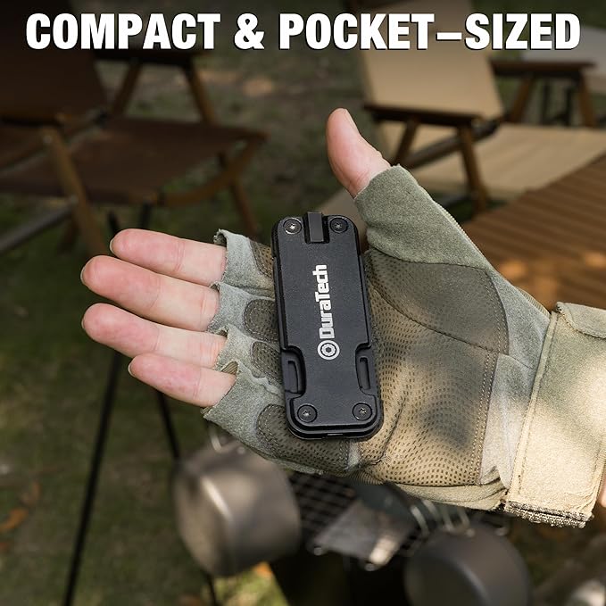 DuraTech 16-in-1 Multitool Knife, Compact EDC Pocket Tool with Locking Blade, Magnetic Bit Holder, 6 S2 Screwdriver Bits, Bottle Opener & Rope Cutter ??Ideal for Camping, Hiking, Survival