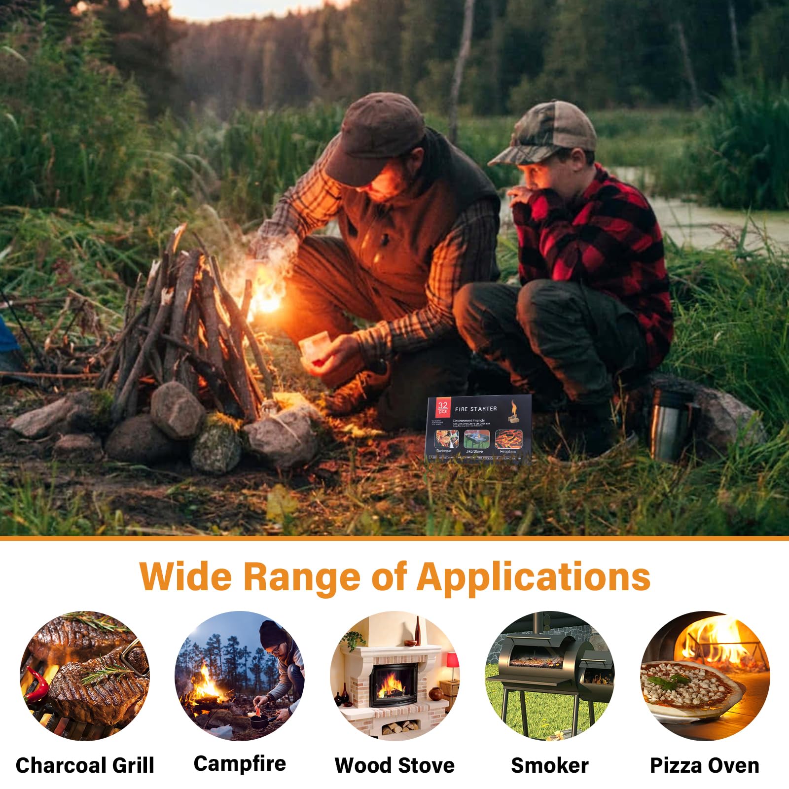 HGD Fire Starter, Mini Natural Fire Starters for Campfires, BBQ Grill, Charcoal Chimney, Outdoor