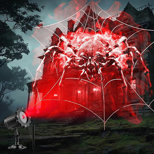 Halloween 3D Dynamic Ghost Spider Hologram Projector Light - Waterproof Outdoor for Window, Ground, Roof, Wall, Cemetery Decor