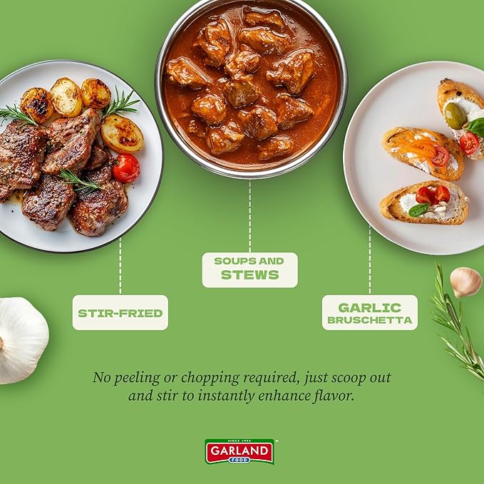 Garland Food Minced Garlic in Water 32 oz ??Made in the USA - Minced Garlic in Jar for Fresh Flavor, Time-Saving Prep, and Versatile Uses in Every Dish