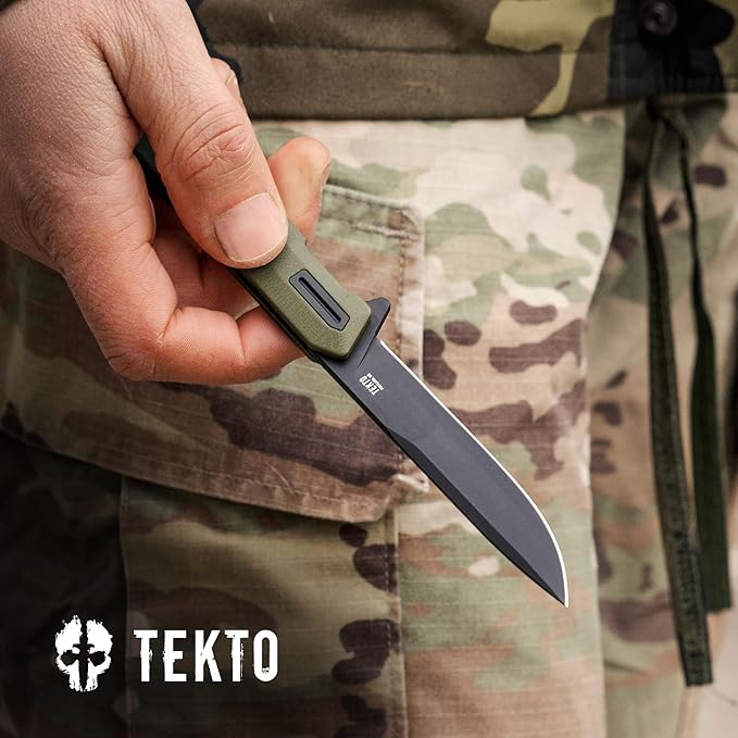 F2 Bravo Folding Pocket Knife - D2 Steel Blade, Ceramic Ball Bearings - EDC - Snap, Swift Flip for Camping, Backpacking - 2.4oz (68g), G10 OD Green Handle, Black Titanium Accents