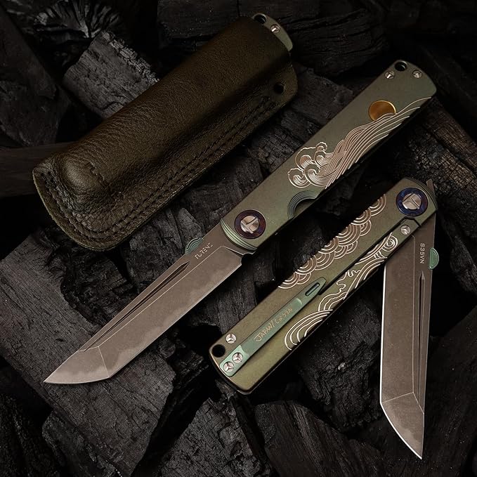 S35VN steel TC4 titanium alloy handle pocket folding knife, Japanese style can be preferred as a gift, camping, home, outdoor, EDC