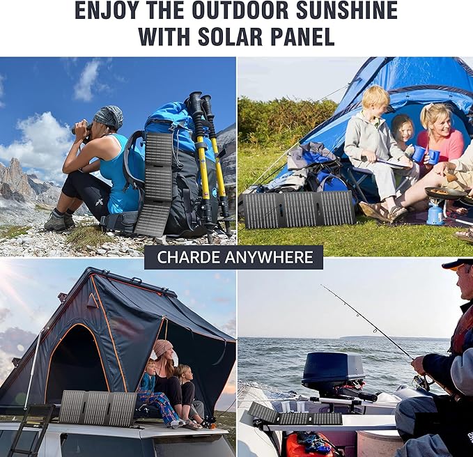 Portable Solar Panel Charger 22W, ZeroKor Foldable Solar Panel Kit with DC USB C USB A Out for Phone Pad Power Bank Smart Device, High Efficiency Waterproof Panel for Camping Backpacking Hiking