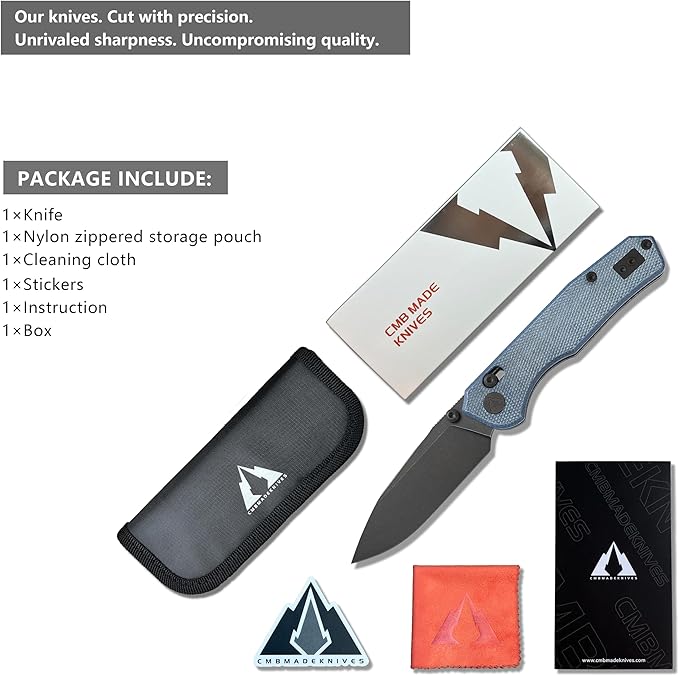 CMB Explorer Micarta Handle 14C28N Steel Blade Crossbar Lock Knife Pocket Folding Tactical Survival Camping Hiking Outdoors EDC Knife with Pocket Clip for Men Women CMB-18 (CMB-18E)