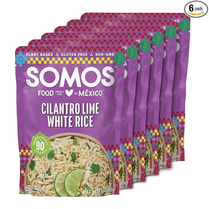 SOMOS Cilantro Lime White Rice - Gluten Free, Non-GMO, Vegan & Microwavable Meals Ready to Eat - Delicious, Healthy & Convenient - Perfect for Burrito Bowls, Tostadas & More | 8.8 oz (Pack of 6)