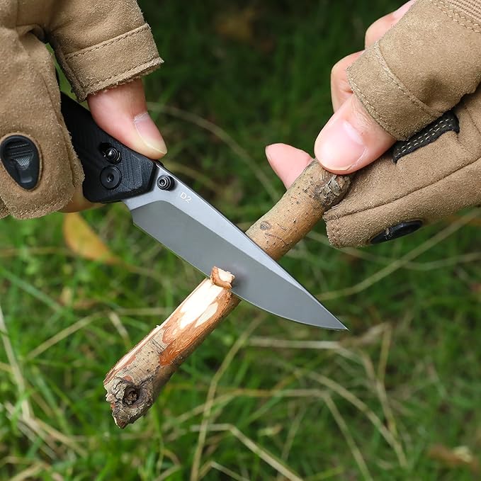 FLISSA Pocket Knife, Folding Knife with D2 Steel Blade, Shaft Lock, G10 Handle, Ball Bearing and Pocket Clip for EDC, Camping, Hiking, Fishing, Outdoor Activities