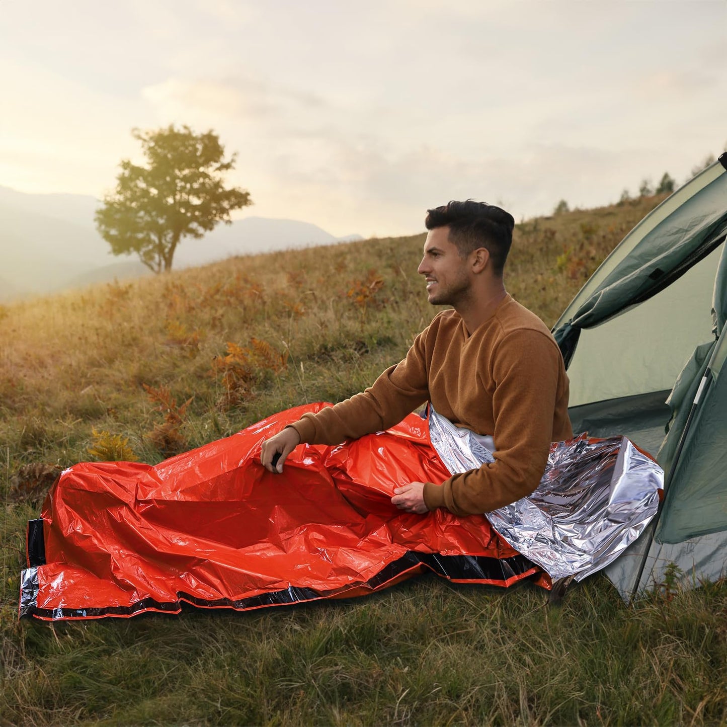 Noamus 6 Pack Emergency Survival Sleeping Bags, Thermal Bivy Sack Blanket, Lightweight Portable
