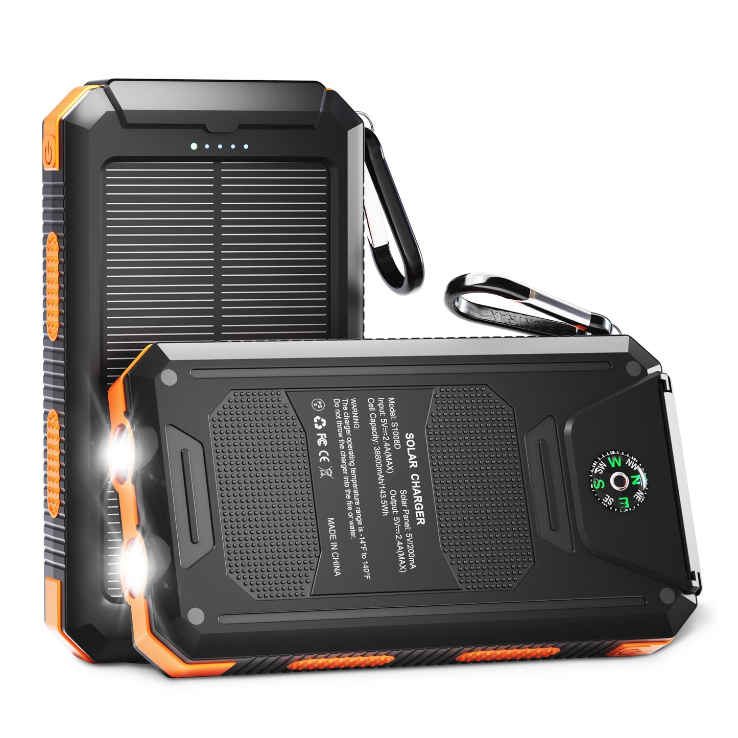 YELOMIN 38800mAh Solar Power Bank, Portable Charger USB-C Fast Charging Compatible with iPhone