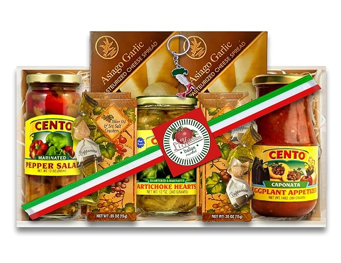 Italian Antipasto Gift Box with Caponata, Marinated Artichokes and Pepper Salad