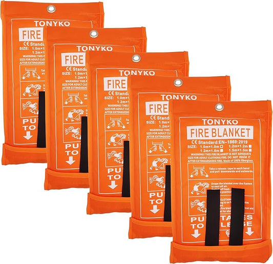 TONYKO Emergency Fire Blanket for Home and Kitchen - Orange - Fire Suppression, Fiberglass Fireproof