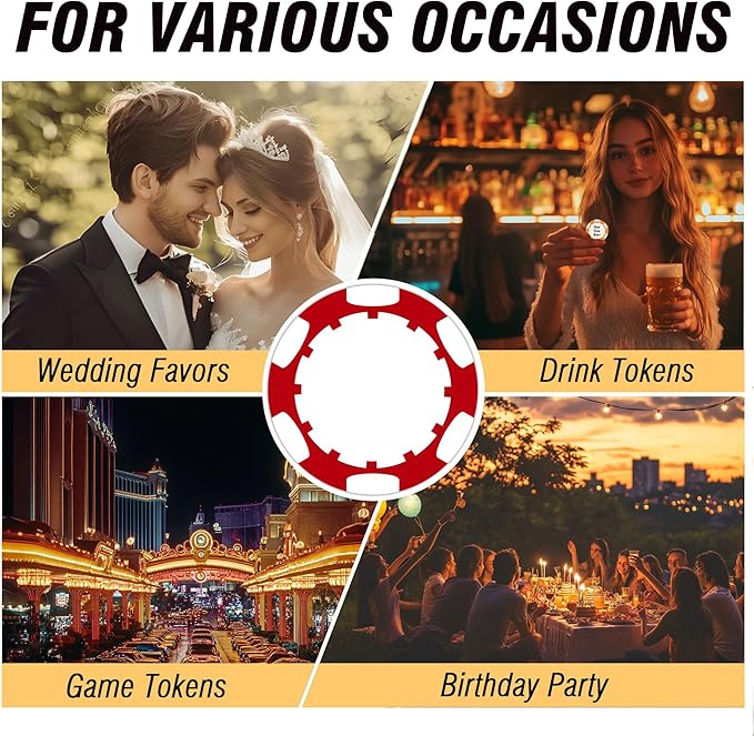 Custom Poker Chips 50 Pcs, Personalized Full Color Chips with Your Logo, Text, or Design, 11.5g Casino Chips for Gifts, Business Cards and Events