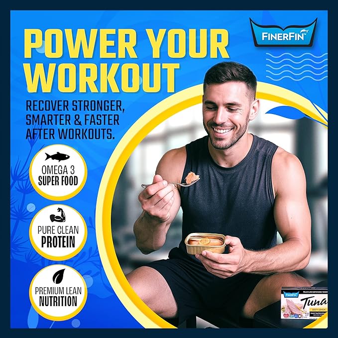FinerFin Yellowfin Tuna Salad in Organic Olive Oil | Zesty Lemon Flavor | Premium Canned Tuna Fish with EVOO | Gourmet Ready-to-Eat Wild-Caught Fillets | 4.4oz can - 6 Pack