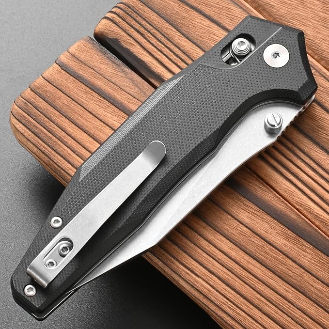 FF20 Folding Pocket Knife，VG10 Steel Blade G10 Handle EDC Tool Knife for Outdoor Camping Hunting Fishing Working(Black)