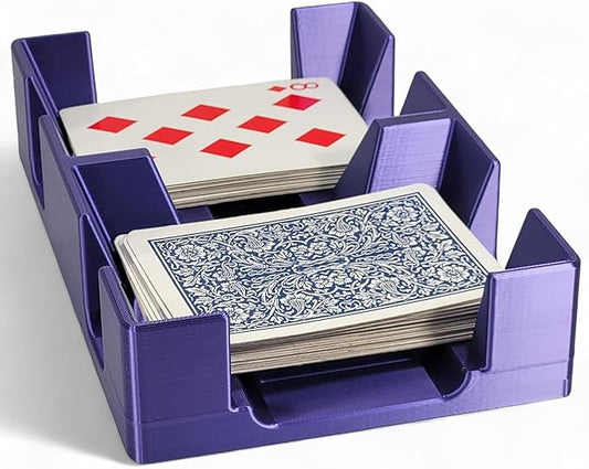 Deluxe Playing Card Tray or Caddy for Card Games Like Canasta, Rummy, UNO and More - Cardian Brand cardholder/Caddy with Felted Bottom - Non-Swivel - Made in USA (Purple Silk)