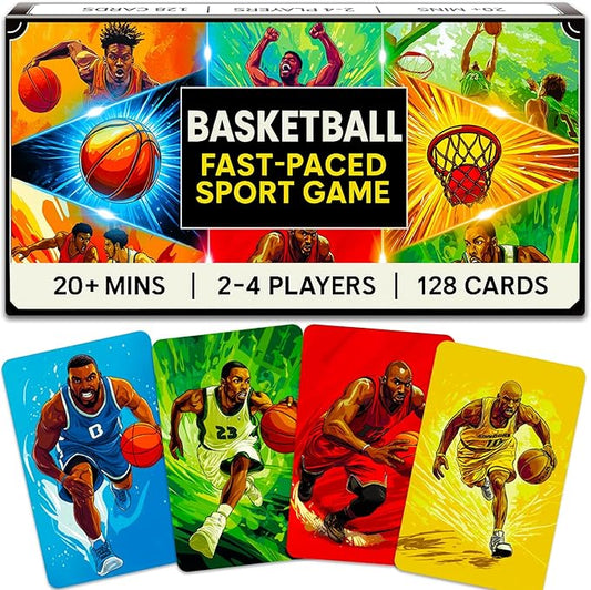 QUOKKA Basketball Fast-Paced Card Game for Kids & Adults ??128 Cards & Easy Rules ??Quick & Fun Matching Game ??2-8 Players ??Ages 8+ ??Perfect for Family Games Night, Travel and Parties