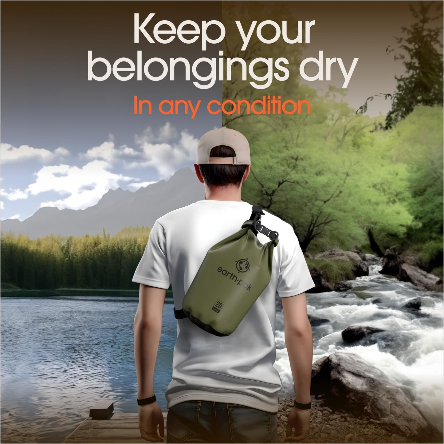 10L Waterproof Dry Bag Backpack - Marine Roll Top Dry Sack for Kayaking