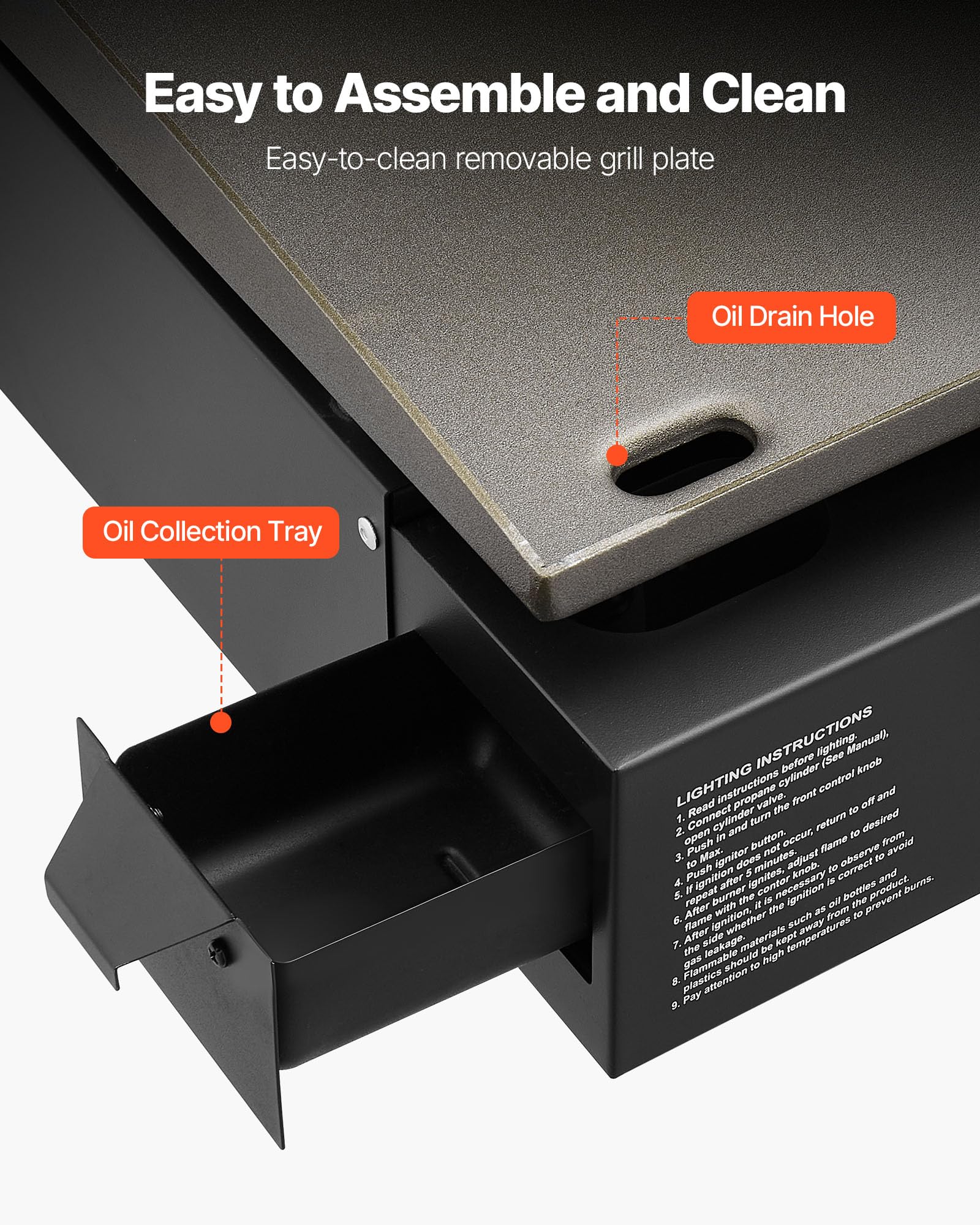 VEVOR Gas Griddle, 2 Burner Tabletop Griddle, 22 inch Portable Griddles Propane with Lid, Oil Drain