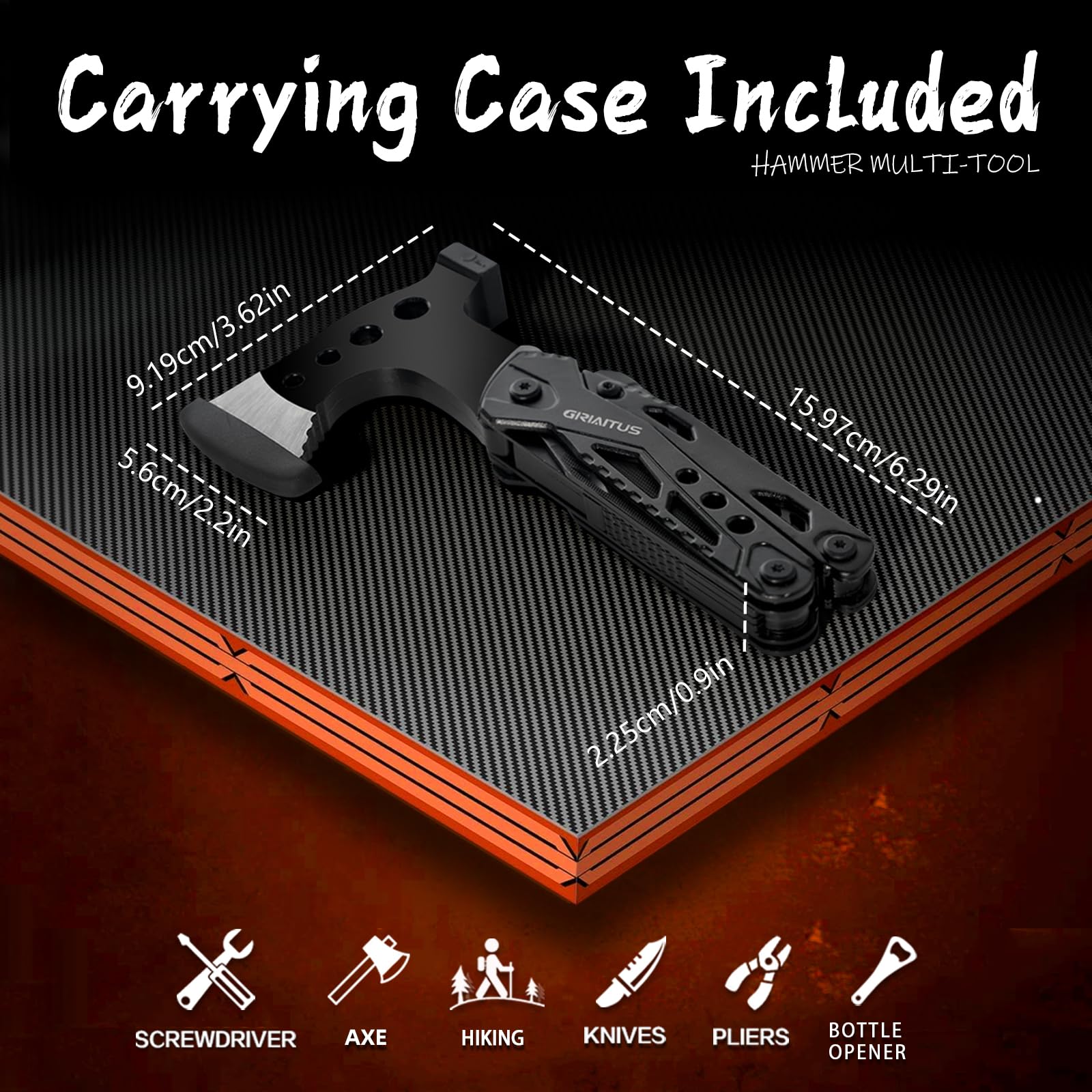 16 in 1 Multitool Camping Survival Gear with Axe Saw Pliers Whistle Hammer