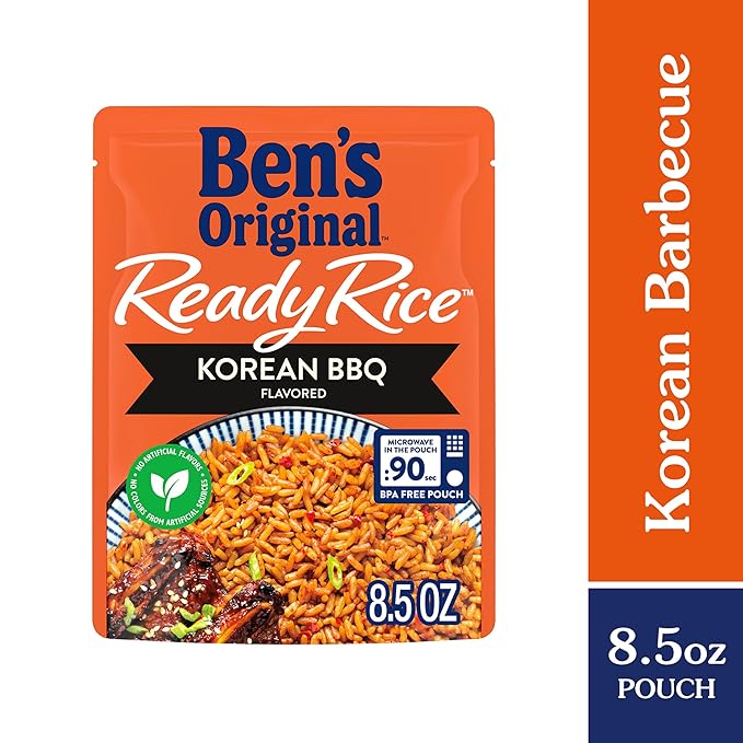 BEN'S ORIGINAL Ready Rice Korean BBQ Flavored Rice, Easy Dinner Side, 8.5 OZ Pouch (Pack of 12)