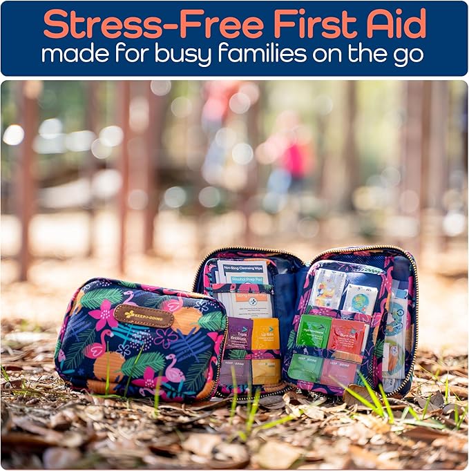 KeepGoing Travel First Aid Kit for Kids ??130 Pc. for Car, Home, Purse, Diaper Bag & Backpack with Latex-Free Bandages - Mini First Aid Kit Travel Size TSA-Approved