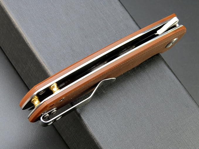 Eafengrow EF230 Folding Knife D2 Steel Blade G10 Handle Scales EDC Tool Knives for Outdoor Camping Hiking Working(brown)