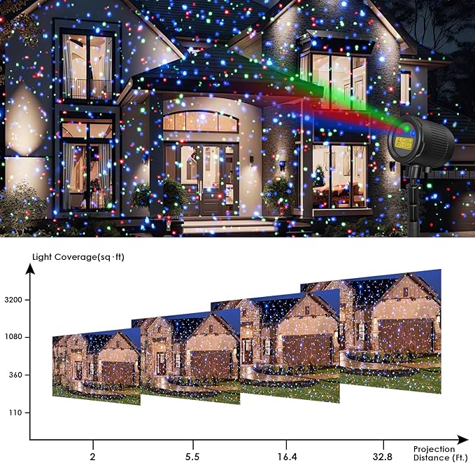 Halloween Laser Lights Outdoor, 3 Color RGB Laser Christmas Projector Lights Outdoor, Waterproof Holiday Laser Light Projector Outdoor Indoor for Home Yard Garden Decoration