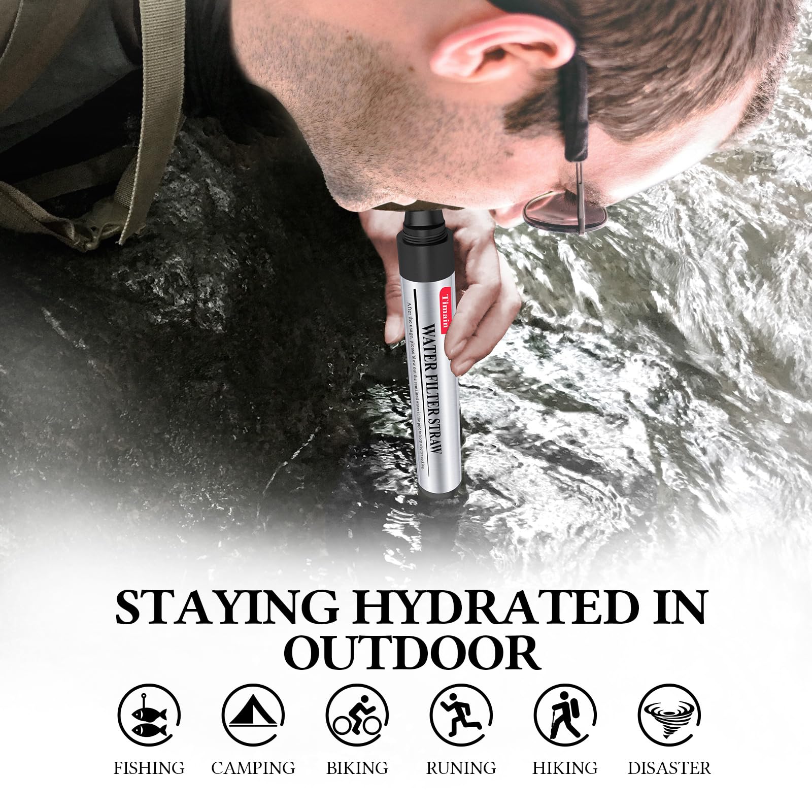 Timain 6 Pack Mini Water Filter Straws,Water Purifier Survival for Emergency Preparedness,Break