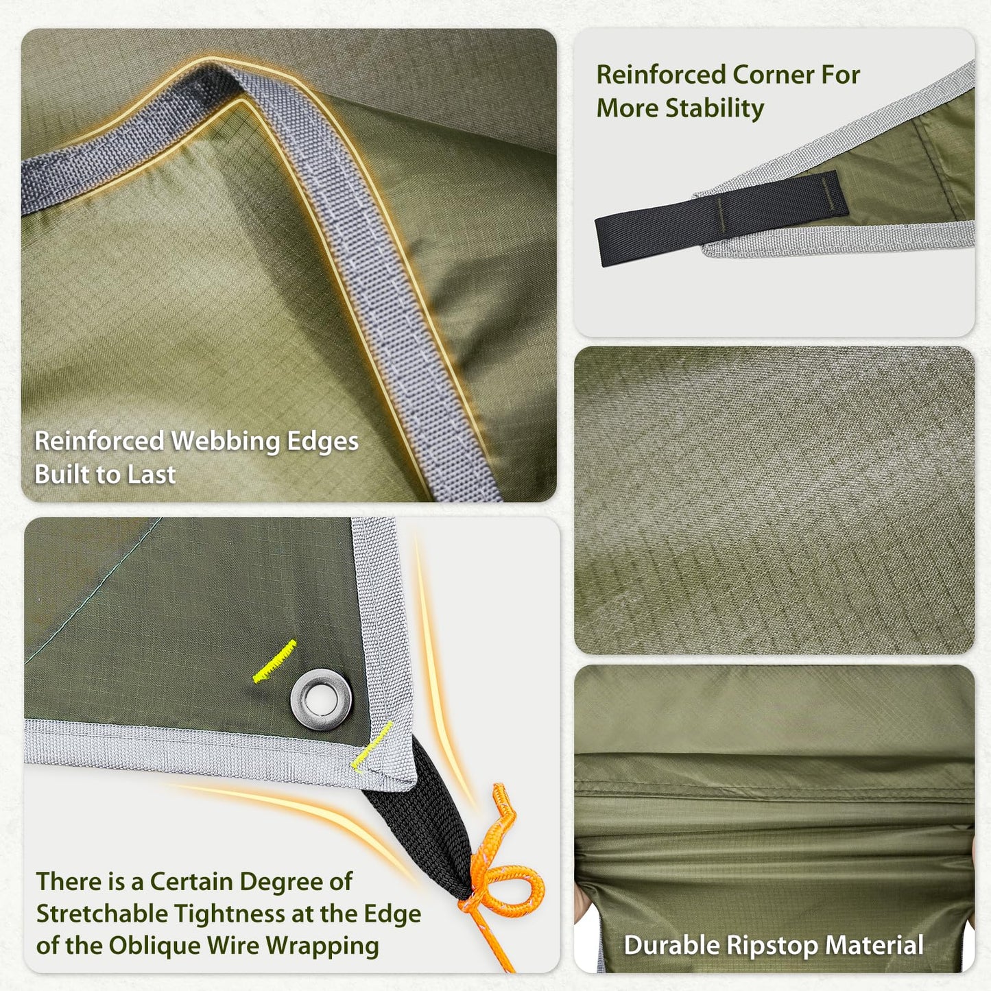 GEERTOP 17 × 10 ft Large Camping Tent Tarp Outdoor Waterproof Flame Retardant Hammock Rain Fly